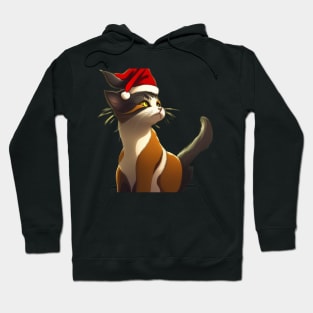 Christmas cat wearing Santa's hat Hoodie